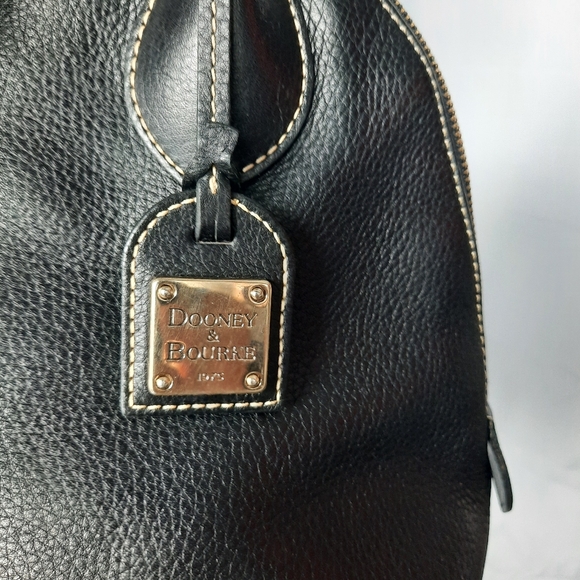 Dooney & Bourke Black Satchel Bag Domed Pebbled Leather Double Top Handle - Picture 2 of 16